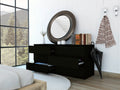 Asteria 6 Drawer Double Dresser, Metal Handles Black Black Bedroom Modern Particle Board Particle Board