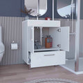 Velloc Single Bathroom Vanity, Double Door Cabinet, One Drawer White White Bathroom Modern Particle Board Particle Board