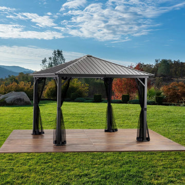 Pablo 10 X 10 Ft. Gazebo Black Garden & Outdoor Gazebos Iron