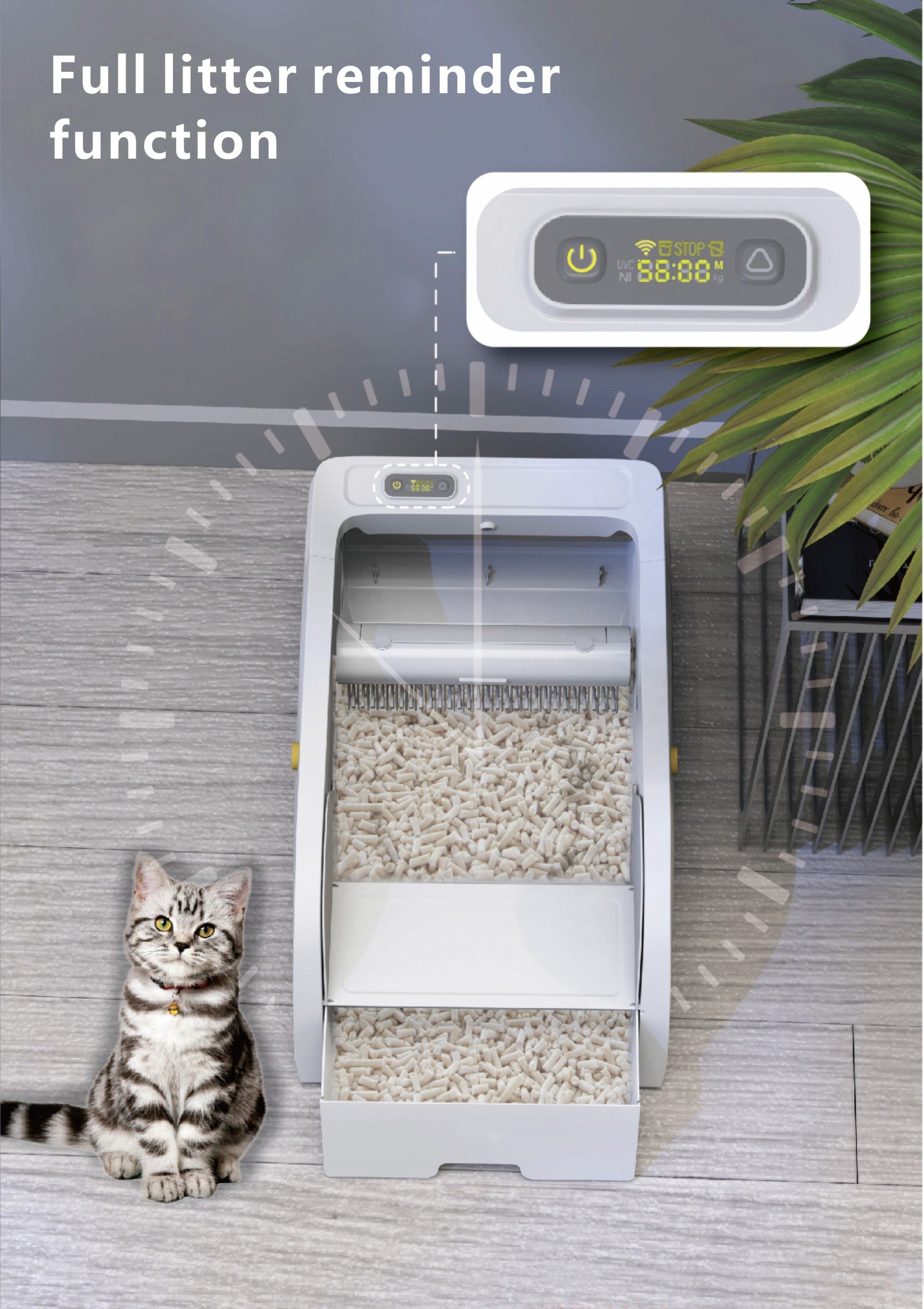 Smart Cat Litter Box Cat Litter Box Wide Opening Cream White Abs Abs