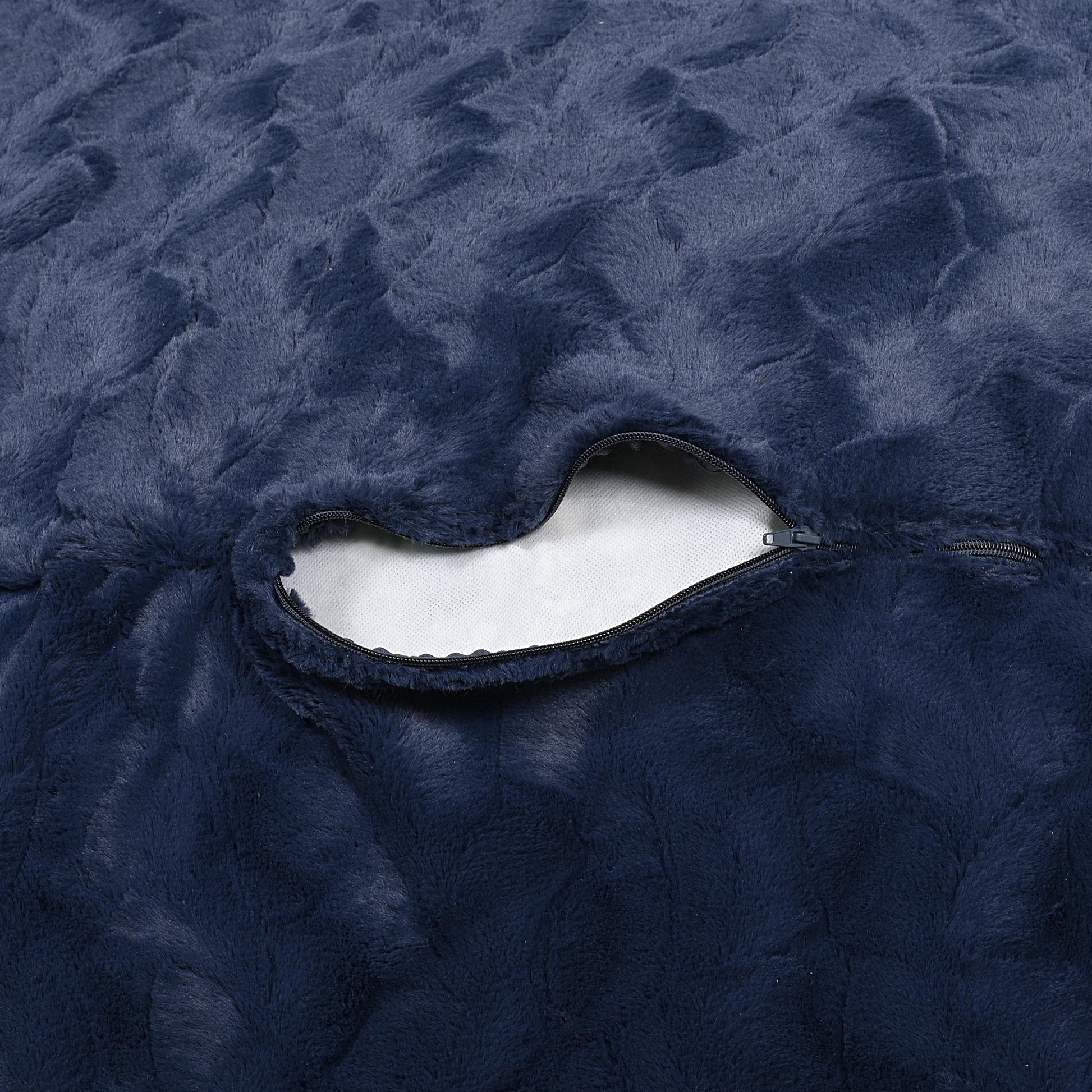 Faux Fur Bean Bag Chair, Navy 4Ft Cozy And Stretchable Fabric Lounger For Children And Adults With Easy Clean Cover, Comfortable Faux Fur Seating For Bedrooms, Filled With Shredded And Memory Foam. Navy Faux Fur