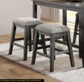 Wire Brushed Gray Finish Set Of 2 Counter Height Barstool Gray Chenille Upholstery Seat Trim Casual Dining Furniture Gray Dining Room Wood