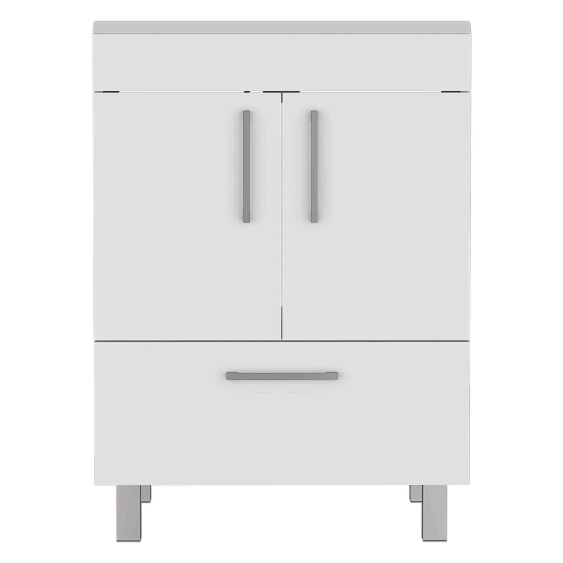 Velloc Single Bathroom Vanity, Double Door Cabinet, One Drawer White White Bathroom Modern Particle Board Particle Board