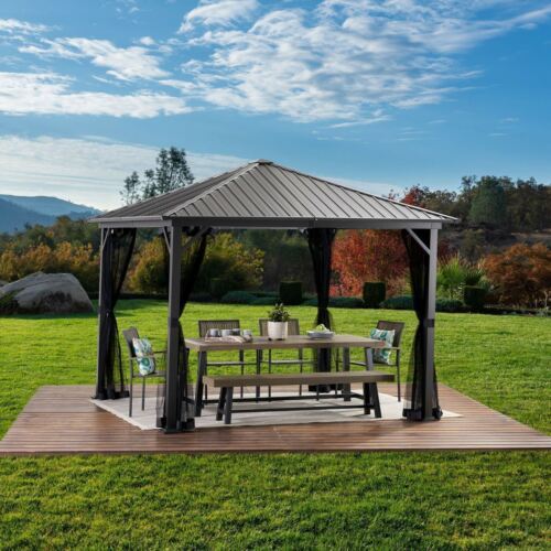 Pablo 10 X 10 Ft. Gazebo Black Garden & Outdoor Gazebos Iron