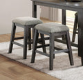 Wire Brushed Gray Finish Set Of 2 Counter Height Barstool Gray Chenille Upholstery Seat Trim Casual Dining Furniture Gray Dining Room Wood