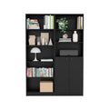 Black 2 Piece Living Room Set 6 Black Standard Horizontal Primary Living Space Closed Back Wood With Doors Wood