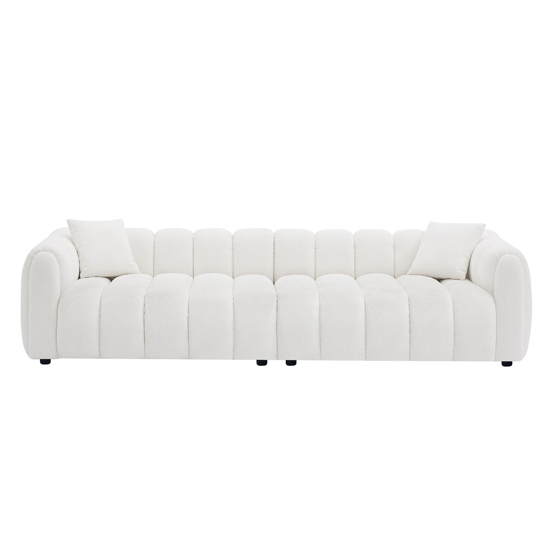 110.23 Inch Oversized Modern Design Sofa,Upholstery Tufted Cloud 41.33''Oversized Deep Seat Sofa,Teddy Fabric Boucle 4 Seats Couch With Solid Wood For Living Room, Office, Bedroom,Apartment Beige Wood Fabric 4 Seat