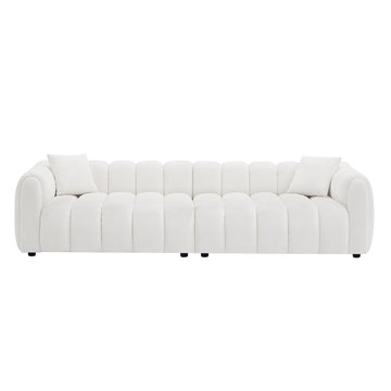 110.23 Inch Oversized Modern Design Sofa,Upholstery Tufted Cloud 41.33''Oversized Deep Seat Sofa,Teddy Fabric Boucle 4 Seats Couch With Solid Wood For Living Room, Office, Bedroom,Apartment Beige Wood Fabric 4 Seat