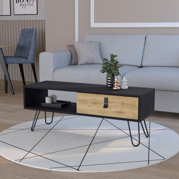 Kimball Coffee Table With Drawer And Hairpin Legs Multicolor Lockable Drawer Or Cabinet Primary Living Space Freestanding Pine Rectangular Coffee & End Tables Rectangular Particle Board Engineered Wood