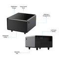 Modern Smart Side Table With Built In Fridge, Wireless Charging, Temperature Control, Power Socket, Usb Ports, Outlet Protection, Induction Light, Black Black Built In Outlets Or Usb Standing Desk Converter Primary Living Space Luxury,Modern Freestanding