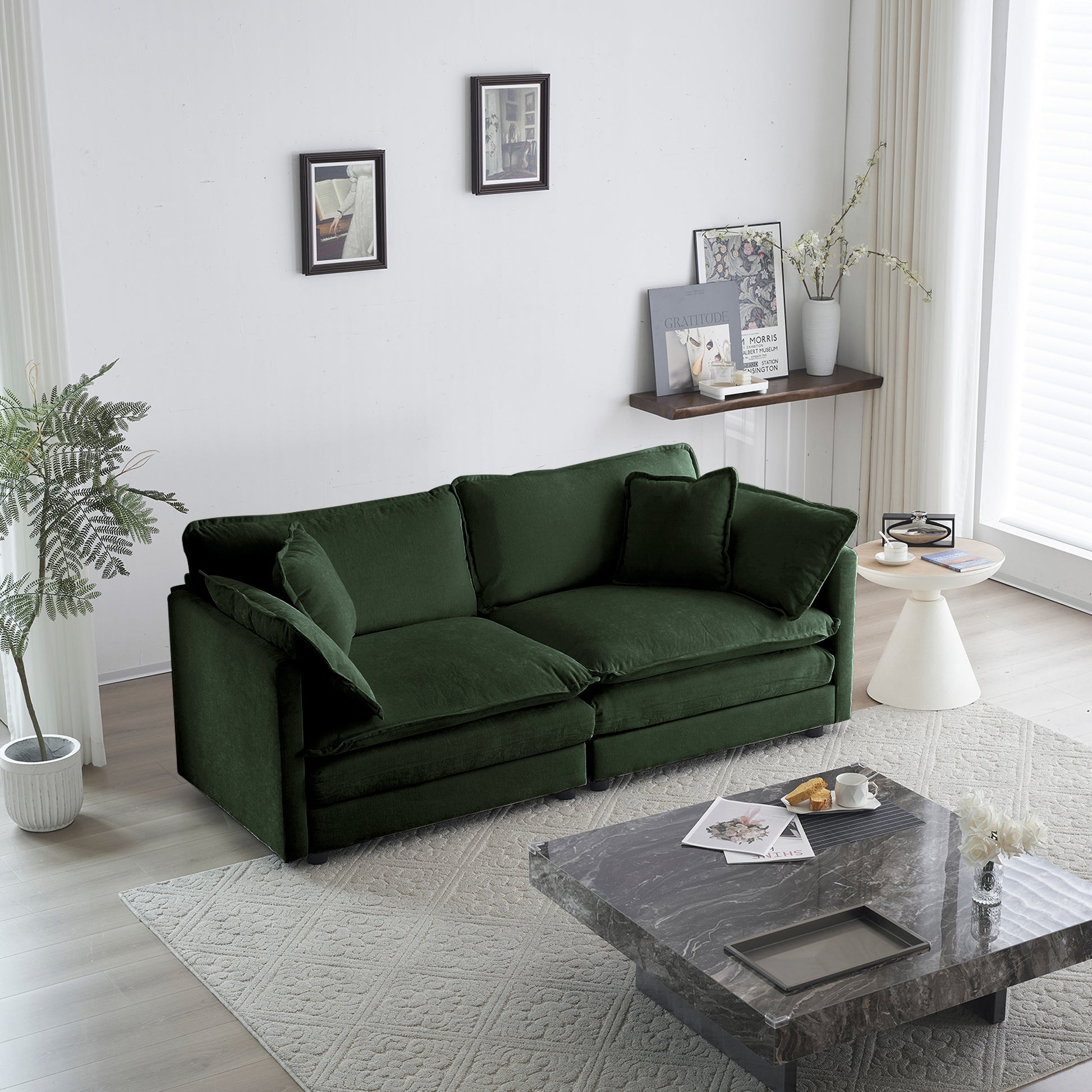 3 Piece Sofa Set Oversized Sofa Comfy Sofa Couch, 2 Pieces Of 2 Seater And 1 Piece Of 3 Seater Sofa For Living Room, Deep Seat Sofa Green Chenille Green Chenille 7 Seat