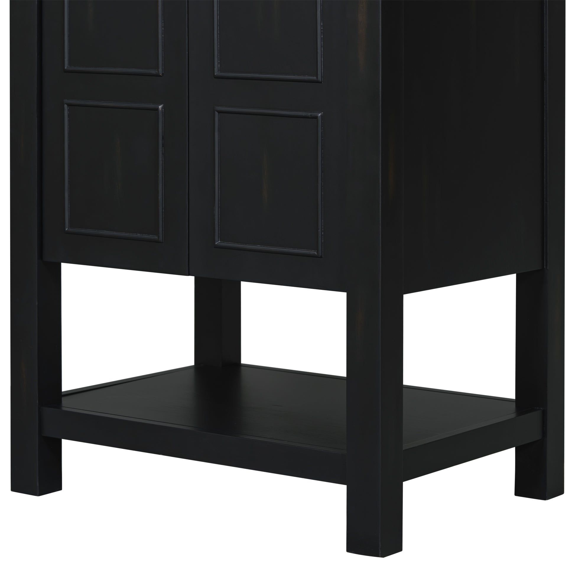 24X18.3X34.7 Inches Compact Vintage Style Bathroom Vanity Cabinet And Ceramic Sink Combo With Open Shelf 2 Soft Close Doors Espresso Bathroom Solid Wood Mdf