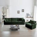 Modern Sofa Couch, 3 Piece Set Extra Deep Seat Sectional Sofa For Living Room, Oversized Sofa, 3 Seat Sofa, Loveseat And Single Sofa, Green Chenille Green Chenille 6 Seat