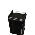 Vegas Bar Cart, Two Tier Cabinet With Glass Door, Six Cubbies For Liquor Black Particle Board Engineered Wood