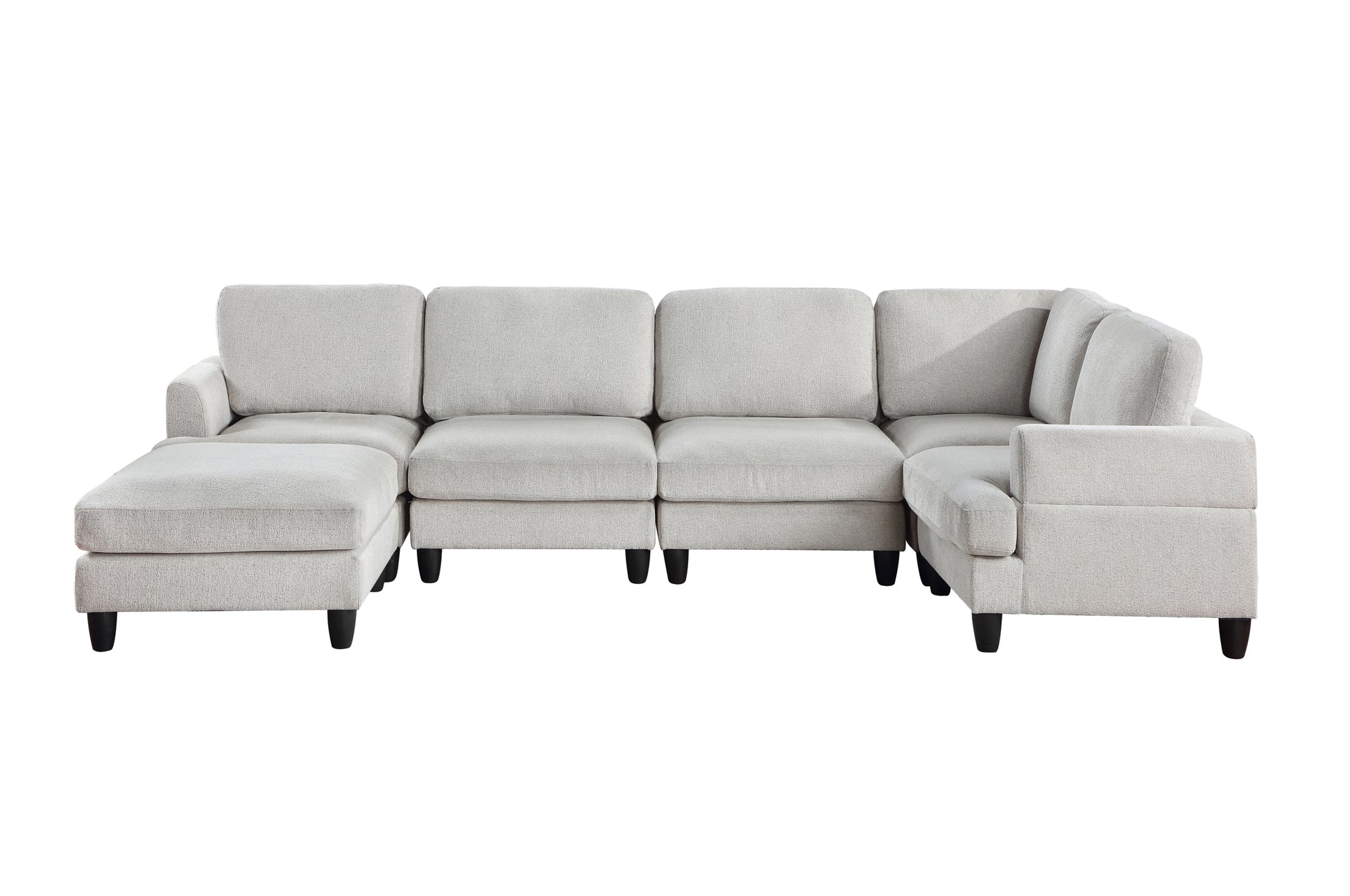 Modular Sofa, Sectional Couch U Shaped Sofa Couch With Ottoman, 6 Seat Chenille Corner Sofa For Living Room, Light Gray Light Gray Chenille Cushion Back Foam Plywood 6 Seat