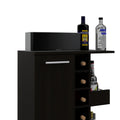 Tennessee Bar Cart, One Cabinet With Division, Six Cubbies For Liquor, Two Shelves Freestanding 5 Or More Spaces Black Primary Living Space Open Storage Space Modern Pine Particle Board Engineered Wood