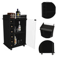 Vegas Bar Cart, Two Tier Cabinet With Glass Door, Six Cubbies For Liquor Black Particle Board Engineered Wood