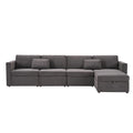 Modern Velvet Modular Sectional Sofa, L Shape Convertible Sofa Set With Pillows, Oversized Sectional Couches With Storage Ottomans For Living Room, Loft, Apartment, Office Dark Gray 5 Seats Gray Wood Primary Living Space Medium Duty Pine 5 Seat Dark Gray