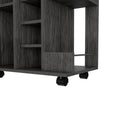 Tennessee Bar Cart Made Of Particle Board With 1 Cabinet With Division, 6 Cubbies For Liquor And 2 Shelves Mobile Carts 5 Or More Spaces Smoke Primary Living Space Open Storage Space Modern Pine Particle Board Engineered Wood