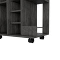 Tennessee Bar Cart Made Of Particle Board With 1 Cabinet With Division, 6 Cubbies For Liquor And 2 Shelves Smoke Primary Living Space Modern Pine Particle Board Engineered Wood