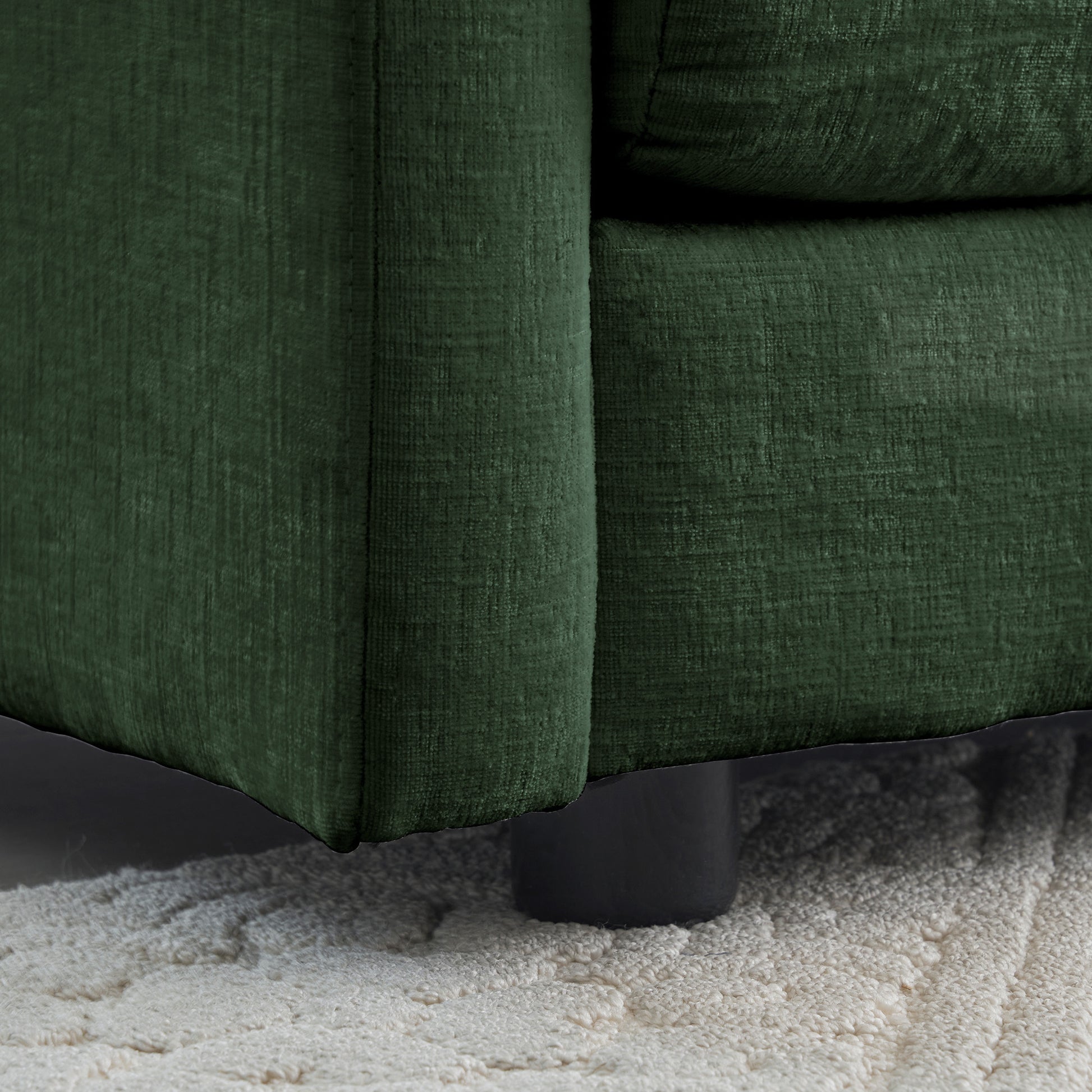 4 Piece Upholstered Sectional Sofa, 1 Piece Of 2 Seater Sofa And 2 Piece Of Ottomans2 Seater Loveseat Lounge With Ottomansgreen Chenille Green Chenille 2 Seat