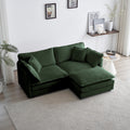 Chenille Two Seater Sofa With 1 Footrest, 2 Seater L Shaped Sectional With Ottoman,Loveseat With Ottoman For Small Living Space, Green Chenille Green Chenille 2 Seat