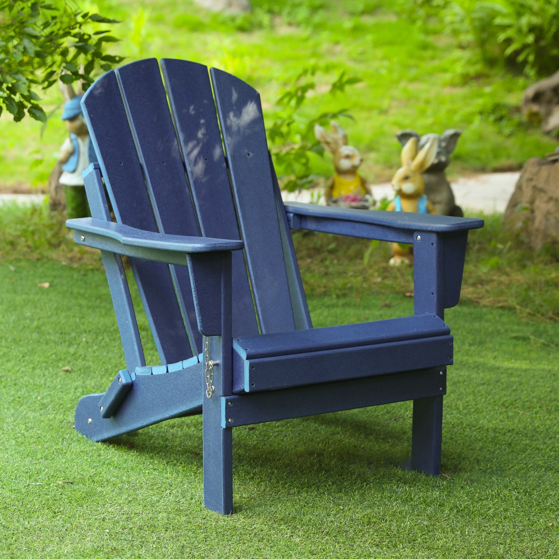 Folding Adirondack Chair, Relaxing Stackable Arm Rest Ergonomic Hdpe All Weather Adirondack Chair No Adirondack Navy Blue Uv Resistant Frame Garden & Outdoor American Design,American Traditional Complete Patio Sets Hdpe