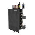 Tennessee Bar Cart Made Of Particle Board With 1 Cabinet With Division, 6 Cubbies For Liquor And 2 Shelves Mobile Carts 5 Or More Spaces Smoke Primary Living Space Open Storage Space Modern Pine Particle Board Engineered Wood