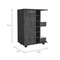 Tennessee Bar Cart Made Of Particle Board With 1 Cabinet With Division, 6 Cubbies For Liquor And 2 Shelves Mobile Carts 5 Or More Spaces Smoke Primary Living Space Open Storage Space Modern Pine Particle Board Engineered Wood