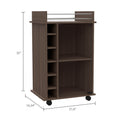 Vegas Bar Cart, Two Tier Cabinet With Glass Door, Six Cubbies For Liquor Smoke Particle Board Engineered Wood
