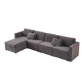 Modern Velvet Modular Sectional Sofa, L Shape Convertible Sofa Set With Pillows, Oversized Sectional Couches With Storage Ottomans For Living Room, Loft, Apartment, Office Dark Gray 5 Seats Gray Wood Primary Living Space Medium Duty Pine 5 Seat Dark Gray