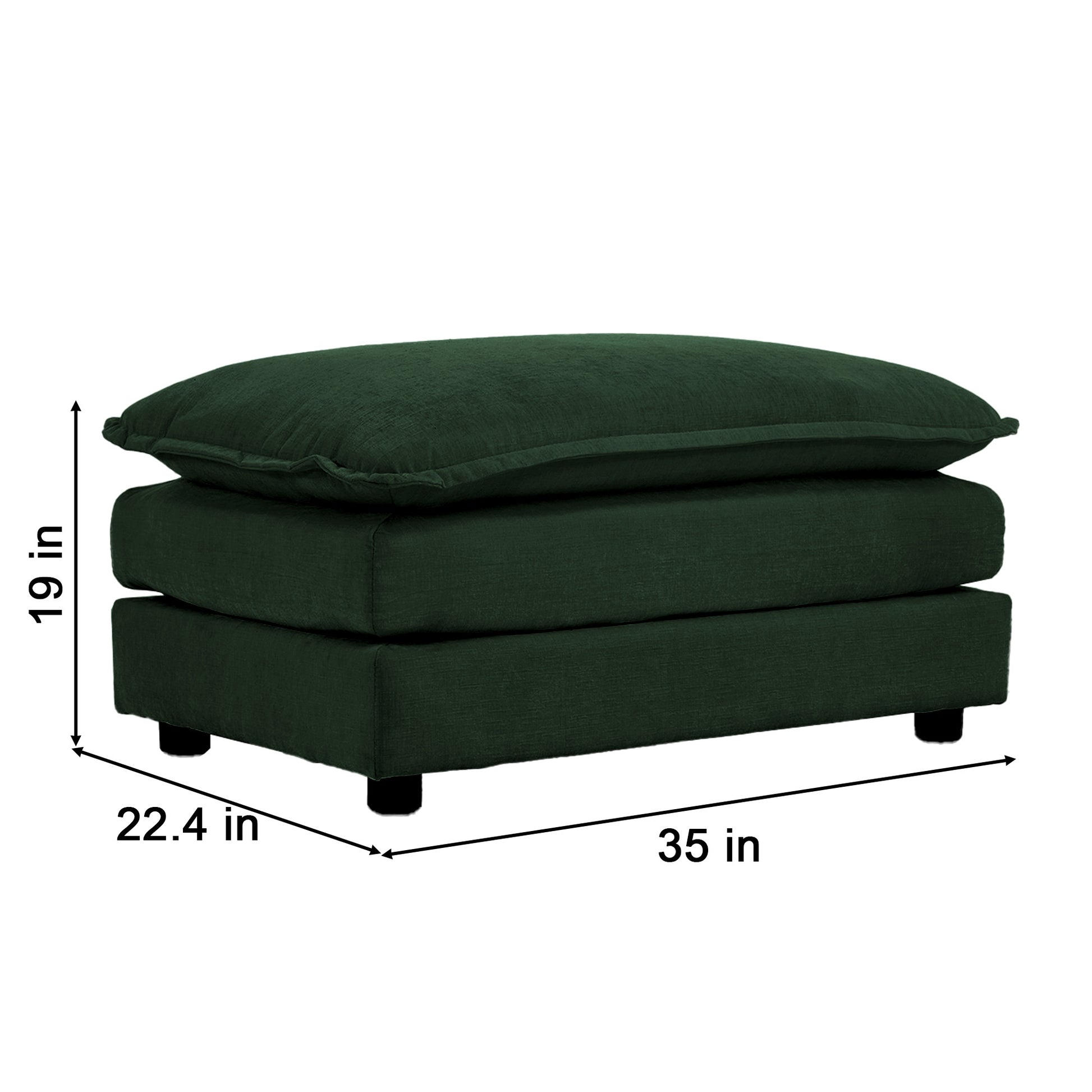 4 Piece Upholstered Sectional Sofa, 1 Piece Of 2 Seater Sofa And 2 Piece Of Ottomans2 Seater Loveseat Lounge With Ottomansgreen Chenille Green Chenille 2 Seat