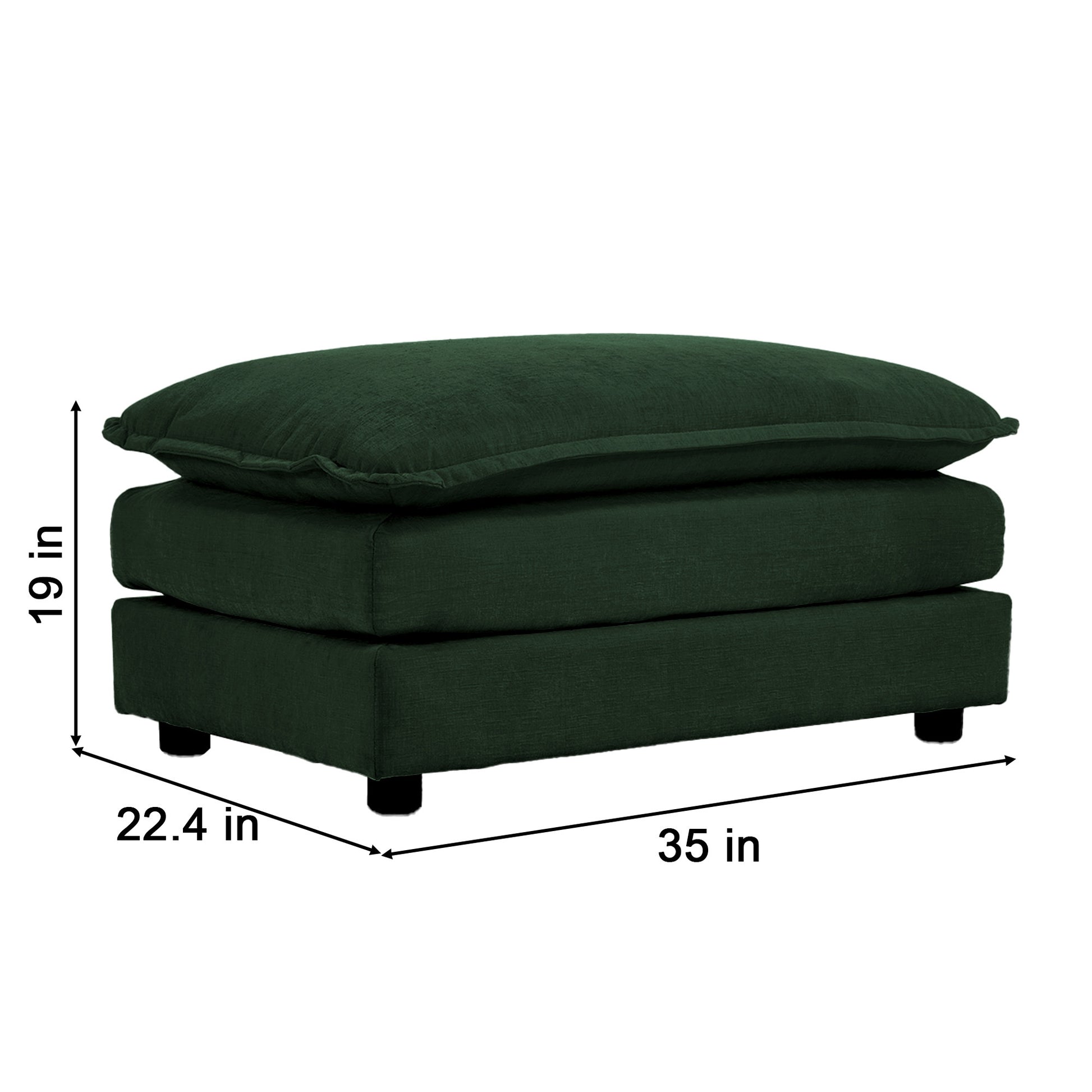 Comfortable Deep Seat Reversible Modular 6 Seater Sectional Super Soft Sofa U Shaped Sectional Couch With 3 Ottomans, 3 Toss Pillows And 2 Arm Pillows Green Chenille 3 Seat