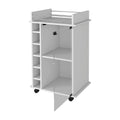 Dukat Bar Cart,Two Shelves, Six Built In Wine Rack, Four Casters White White Dining Room Modern Particle Board Particle Board