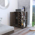 Tennessee Bar Cart, One Cabinet With Division, Six Cubbies For Liquor, Two Shelves Mobile Carts 5 Or More Spaces Gray Gray Primary Living Space Wood Shelves Modern Pine Particle Board Engineered Wood