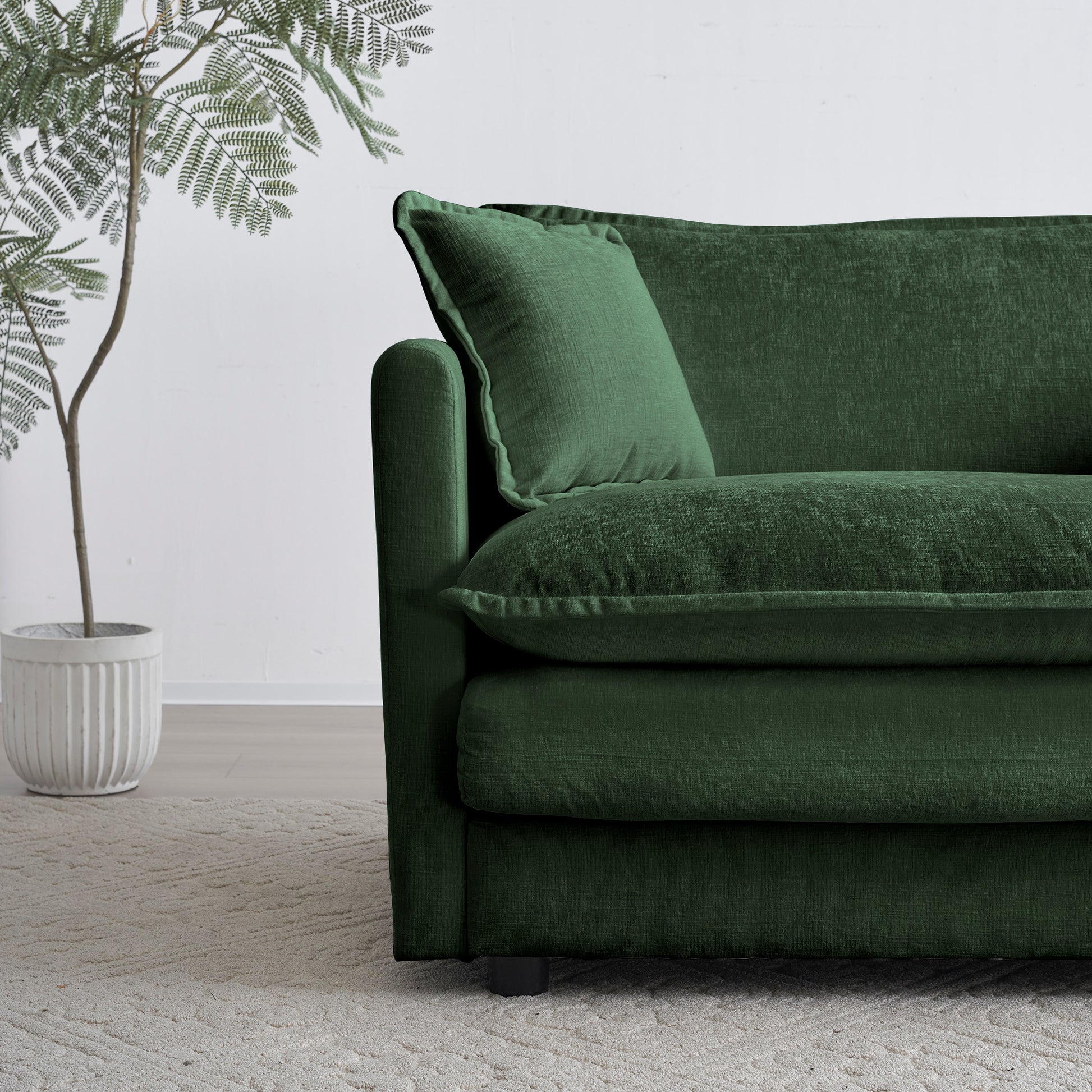 Modern Sofa Couch, 3 Piece Set Extra Deep Seat Sectional Sofa For Living Room, Oversized Sofa, 3 Seat Sofa, Loveseat And Single Sofa, Green Chenille Green Chenille 6 Seat