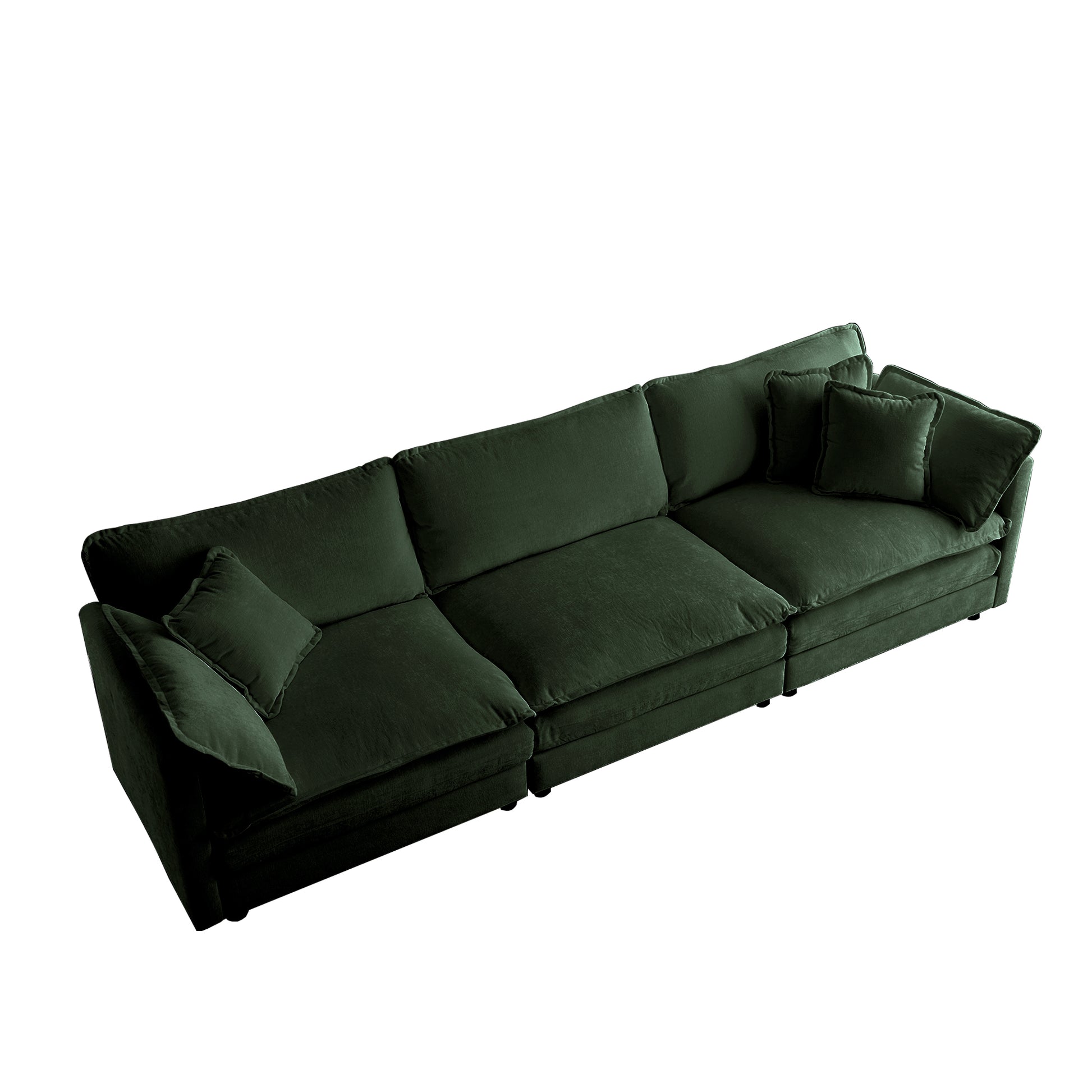 Modern Sofa Couch, 3 Piece Set Extra Deep Seat Sectional Sofa For Living Room, Oversized Sofa, 3 Seat Sofa, Loveseat And Single Sofa, Green Chenille Green Chenille 6 Seat