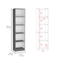 Home Xs Bookcase With 5 Tier Shelves And Slim Design Matt Gray White Office Multi Particle Board Particle Board