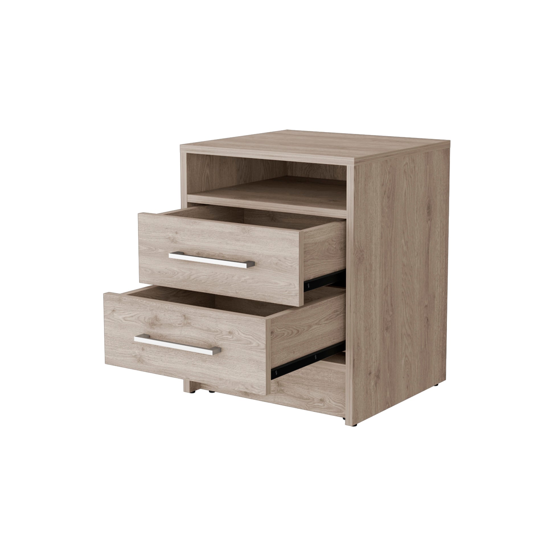 Philadelphia Nightstand, Two Drawers, Concealed Shelf Beige Bedroom Modern Mdf Engineered Wood