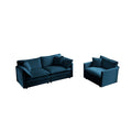 2 Seater Loveseat And Chair Set, 2 Piece Sofa & Chair Set, Loveseat And Accent Chair2 Piece Upholstered Chenille Sofa Living Room Couch Furniture 1 2 Seat ,Blue Chenille Blue Chenille 3 Seat