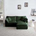 Chenille Two Seater Sofa With 1 Footrest, 2 Seater L Shaped Sectional With Ottoman,Loveseat With Ottoman For Small Living Space, Green Chenille Green Chenille 2 Seat