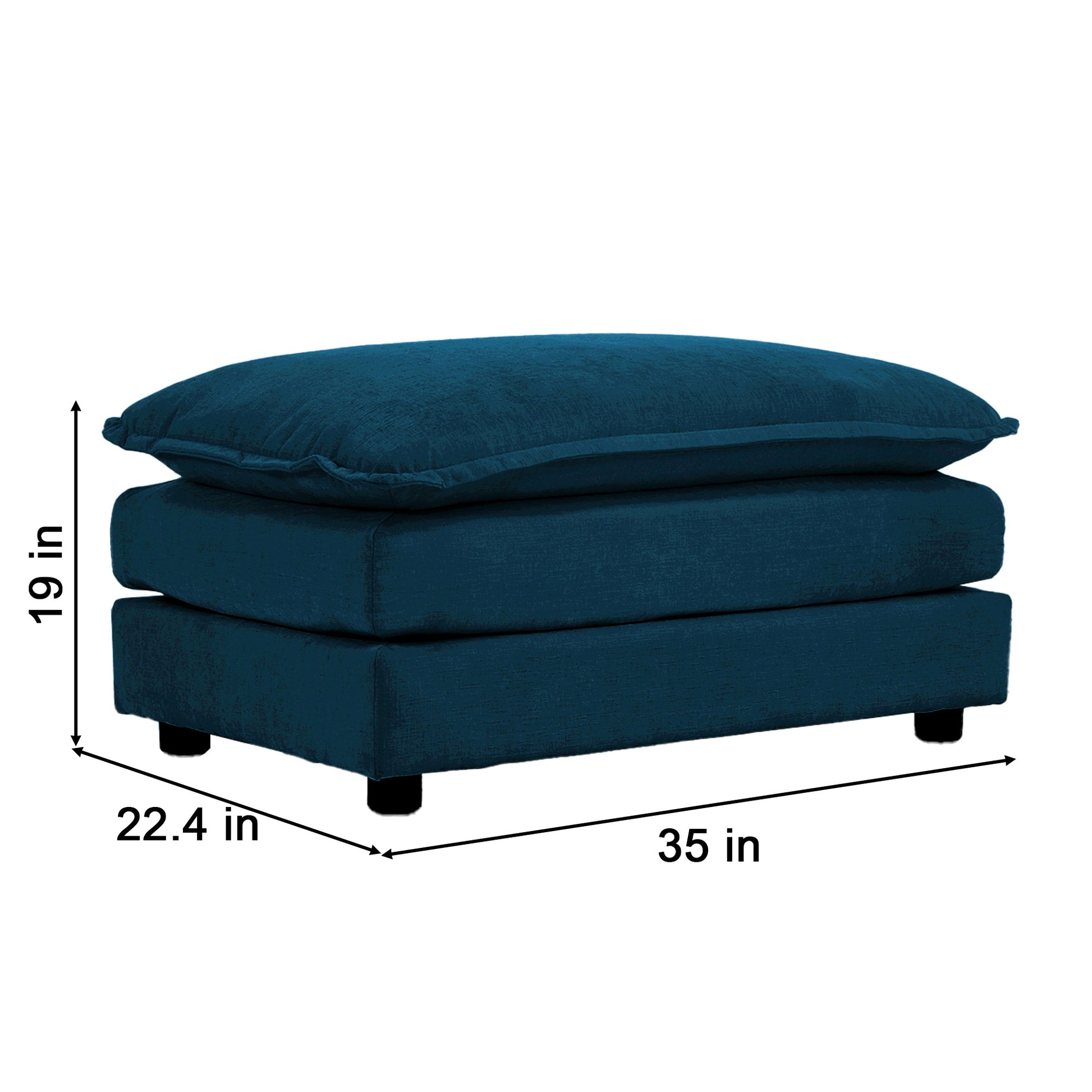 4 Piece Upholstered Sectional Sofa, 1 Piece Of 2 Seater Sofa And 2 Piece Of Ottomans2 Seater Loveseat Lounge With Ottomansblue Chenille Blue Chenille 2 Seat