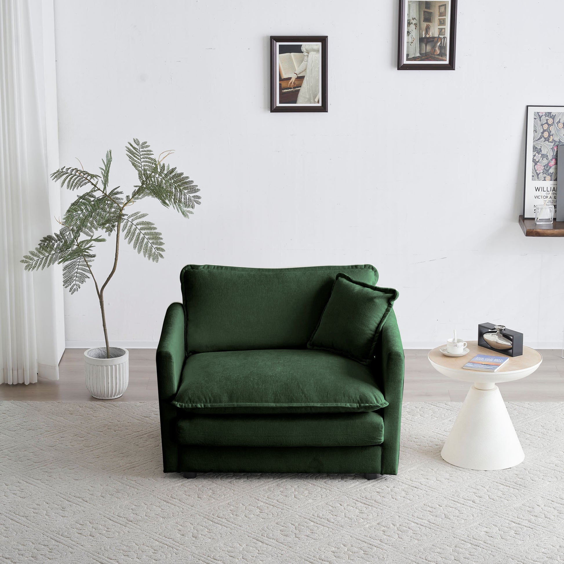 2 Seater Loveseat And Chair Set, 2 Piece Sofa & Chair Set, Loveseat And Accent Chair2 Piece Upholstered Chenille Sofa Living Room Couch Furniture 1 2 Seat ,Green Chenille Green Chenille 3 Seat