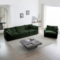 Modern Sofa Couch, 3 Piece Set Extra Deep Seat Sectional Sofa For Living Room, Oversized Sofa, 3 Seat Sofa, Loveseat And Single Sofa, Green Chenille Green Chenille 6 Seat