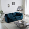 4 Piece Upholstered Sectional Sofa, 1 Piece Of 2 Seater Sofa And 2 Piece Of Ottomans2 Seater Loveseat Lounge With Ottomansblue Chenille Blue Chenille 2 Seat