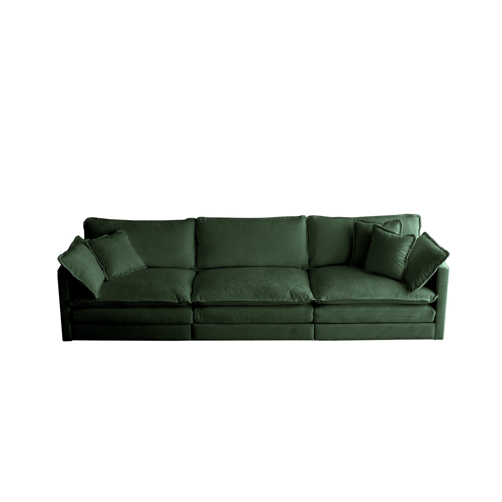 Modern Sofa Couch, 3 Piece Set Extra Deep Seat Sectional Sofa For Living Room, Oversized Sofa, 3 Seat Sofa, Loveseat And Single Sofa, Green Chenille Green Chenille 6 Seat