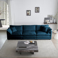 Free Combination Comfy Upholstery Modular Oversized L Shaped Sectional Sofa With Reversible Ottoman, Blue Chenille Blue Chenille 3 Seat