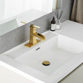 Sink Faucet With Deck Plate Waterfall Nickel Gold With Pop Up Drain And Supply Lines Bathroom Faucets For Sink 1 Hole One Handle Faucets Vanity Bath Mixer Tap Bathroom Joystick Geometric One Brushed Gold Side Sprayer Deck Mounted Cartridge Valve Single