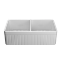 33 Inch Fireclay Farmhouse Kitchen Sink Double Bowl White Apron Front Kitchen Sink, Bottom Grid And Kitchen Sink Drain Included,Ceramic Porcelain Farm Deep Sinks 50 50 White Kitchen Modern Fireclay