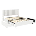 Anda Patented 2 Drawers Storage Bed Queen Size Ivory Boucle Upholstered Platform Bed, Tufted Headboard, Wooden Slat Mattress Support, No Box Spring Needed Box Spring Not Required Queen Ivory Metal Bedroom Classic,Contemporary,Luxury,Modern,Transitional